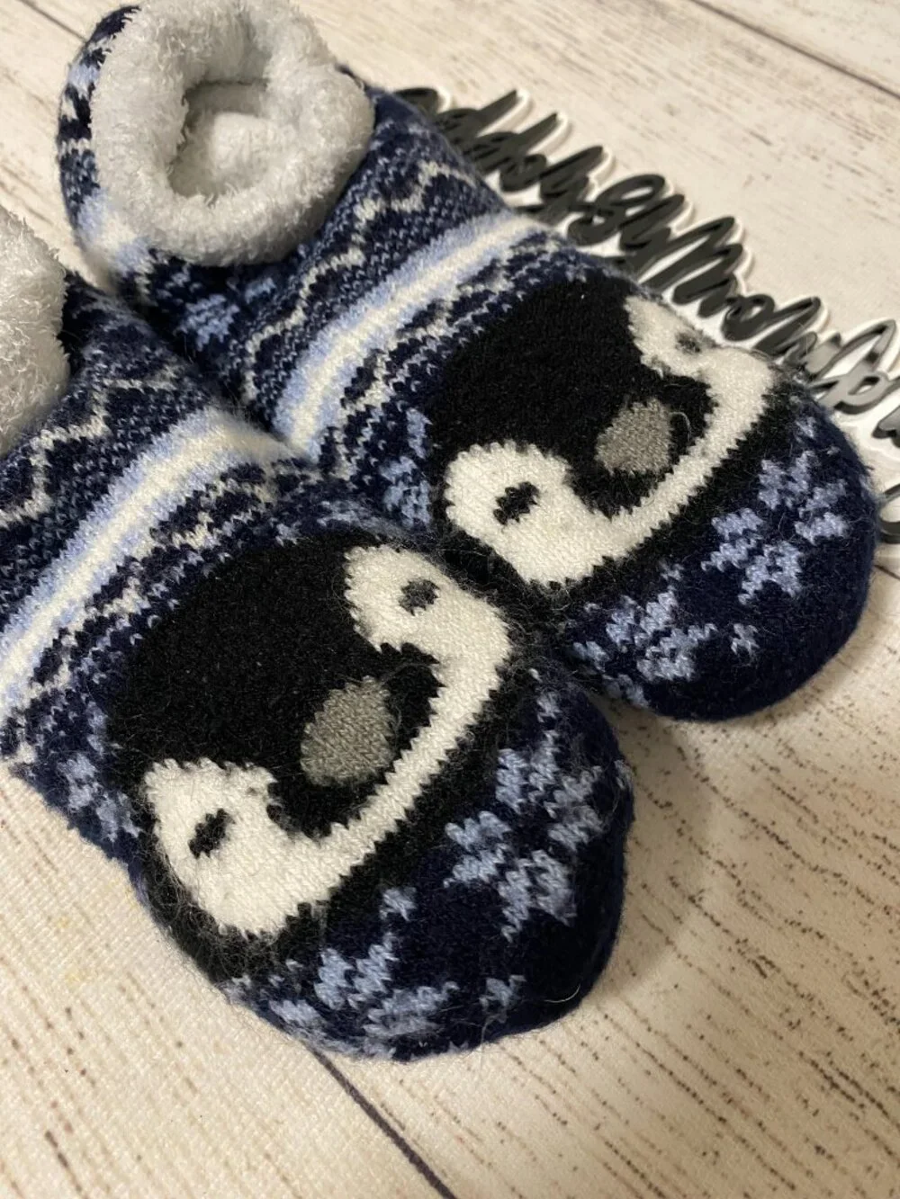 3 Pack Winter Warm Grippy Fuzzy Ankle Slipper Socks - Penguin Polar Bear Panda